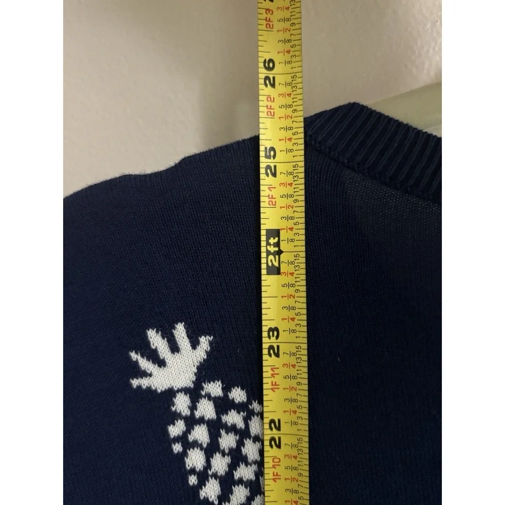 Talbots Charming Cardigan Tossed Pineapple 3/4 Sleeve Tropical Coastal Small